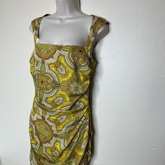 Vintage Y2K Nicole Miller Silk Dress Square Neck Sleeveless Ruching Women 10 - Picture 4 of 14
